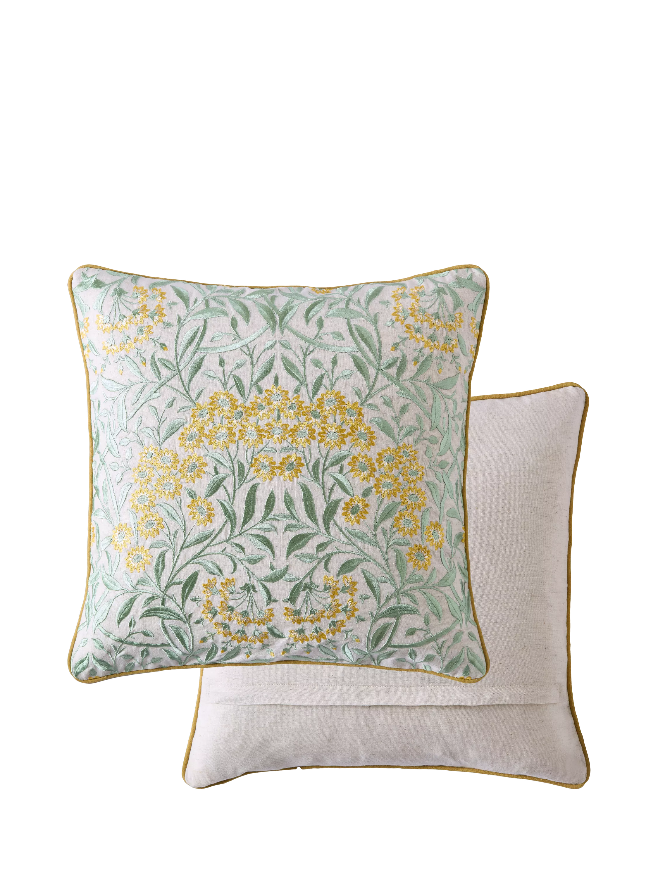 William Morris At Home Michaelmas Daisy cushion 43cm green (British brand)