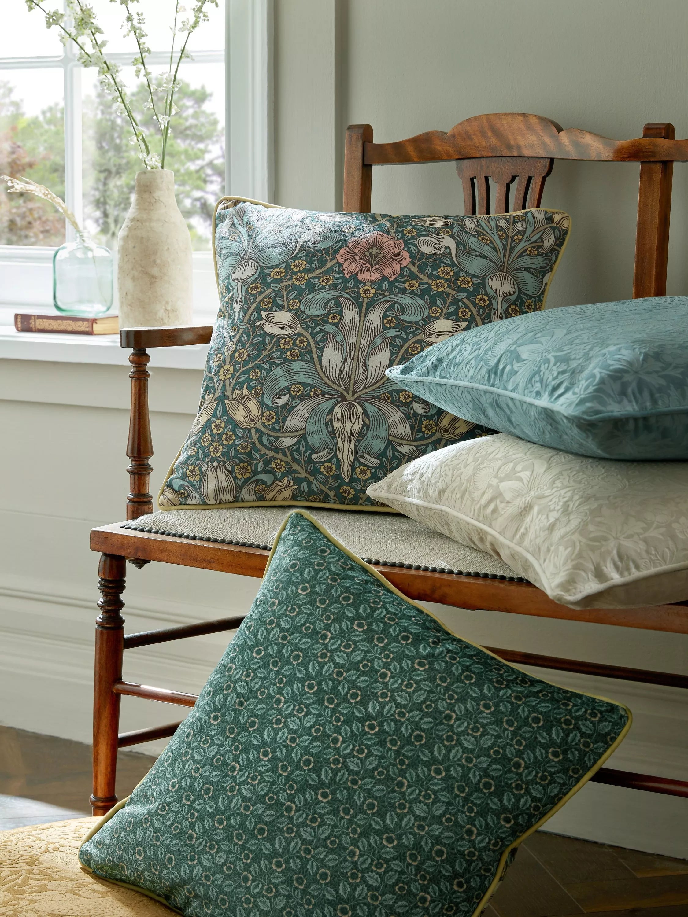 William Morris At Home Spring Thicket square cushion 43x43cm, imported from the UK