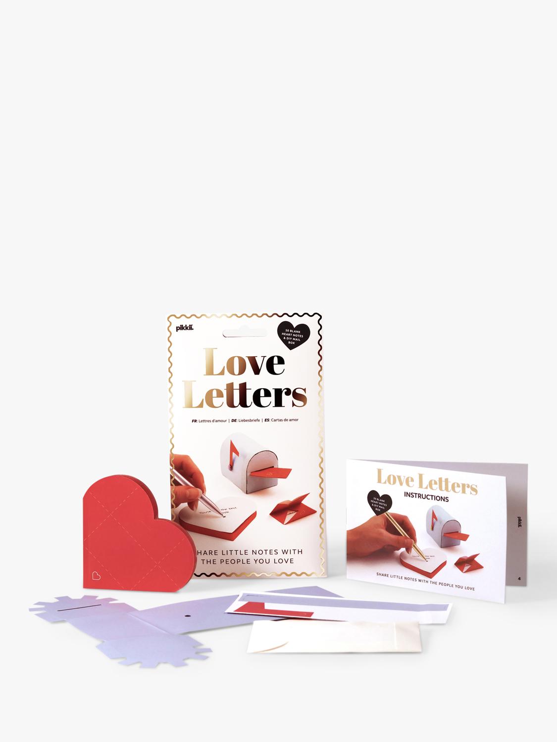 Pikkii love letters kit with blank heart notes and DIY mailbox, UK version