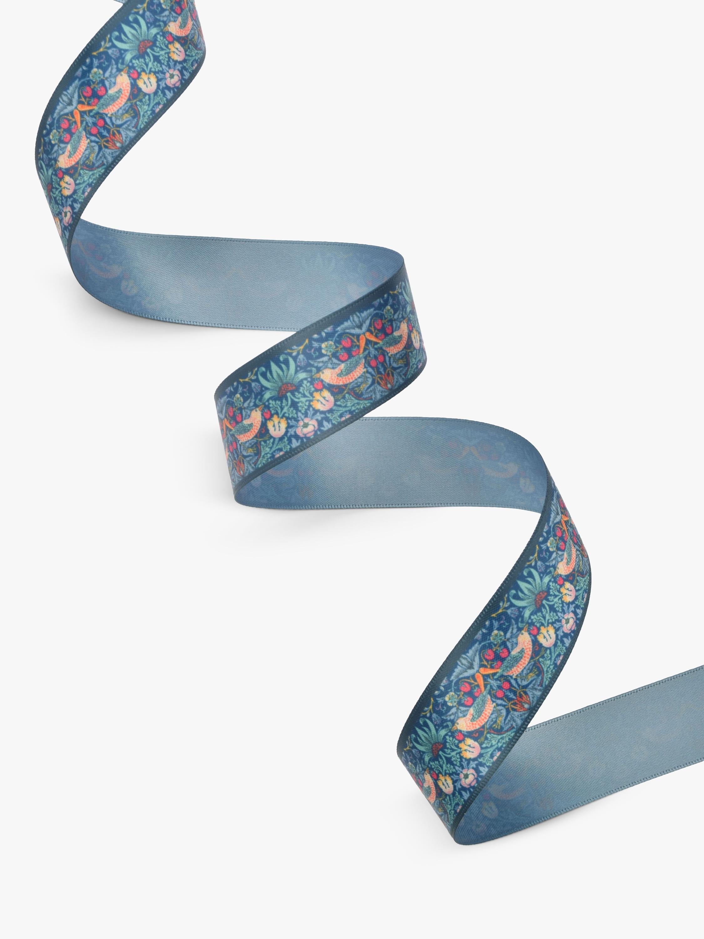 William Morris At Home Strawberry Thief ribbon navy 25mm x 3m (British brand)