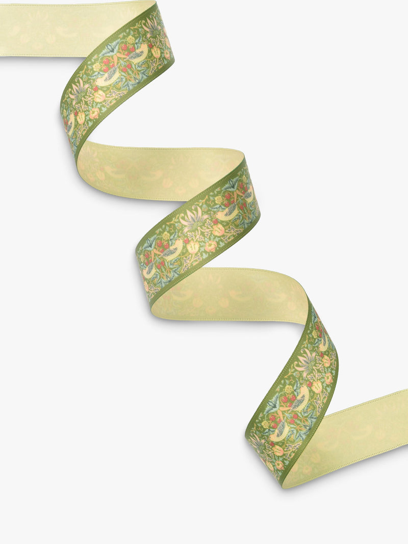William Morris Strawberry Thief ribbon olive 25mm - British product