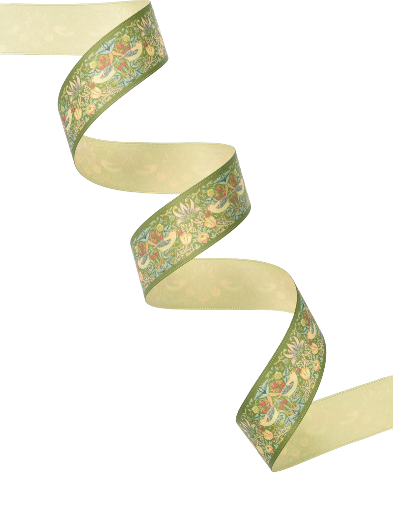 William Morris Strawberry Thief ribbon olive 25mm - British product
