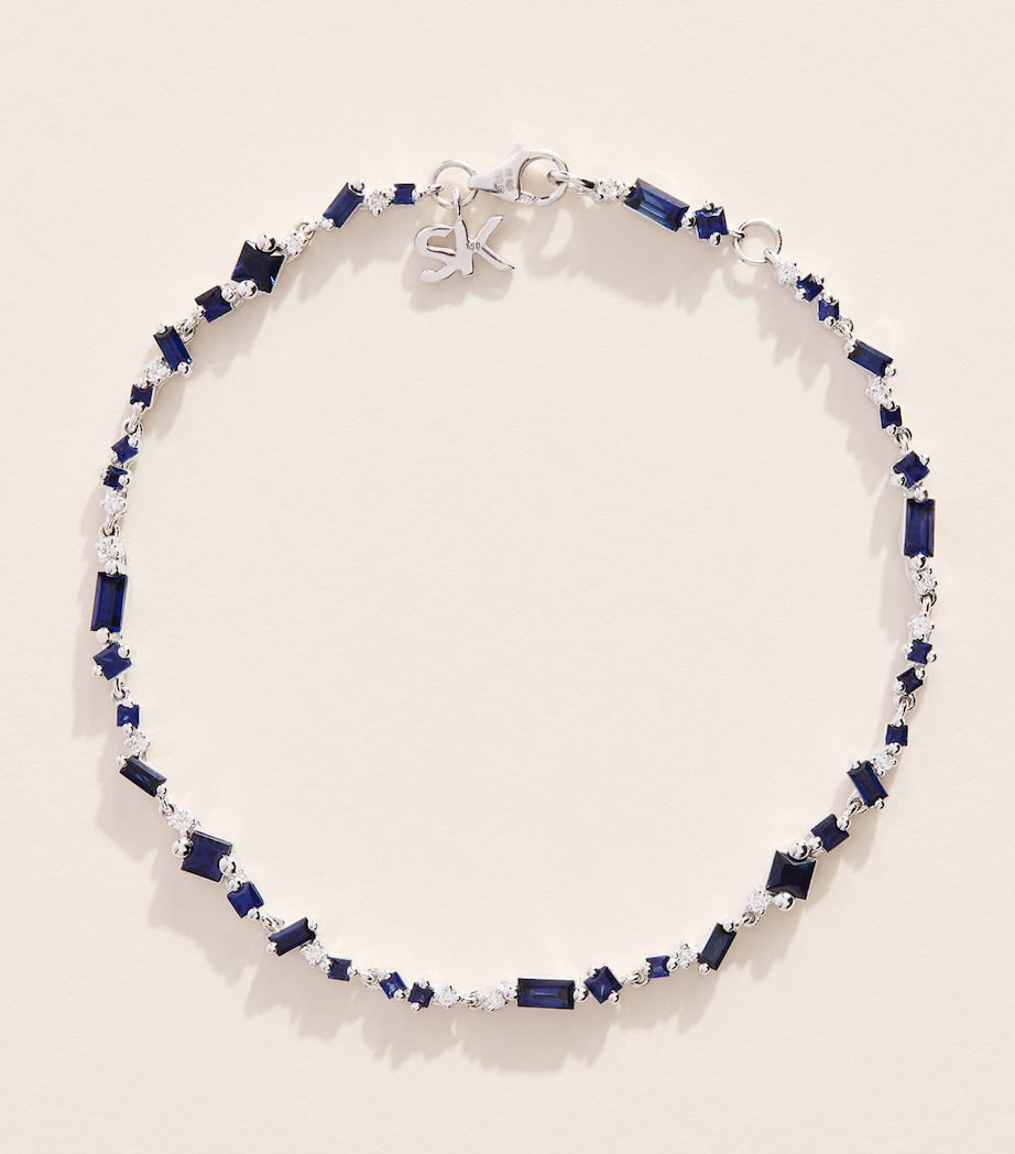Suzanne Kalan white gold diamond and blue sapphire bracelet - British product