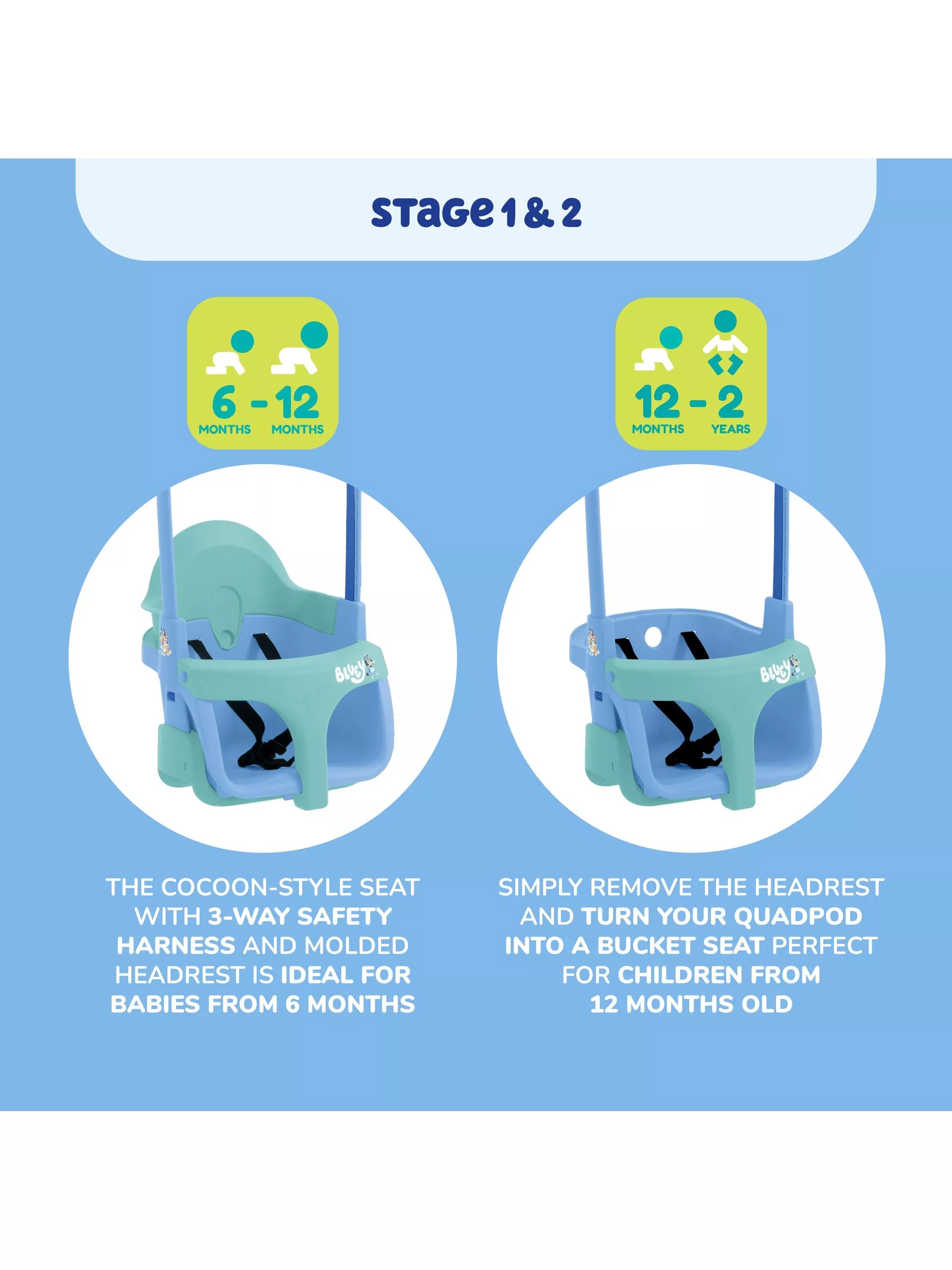 TP Toys Bluey Quadpod growable swing seat - British product