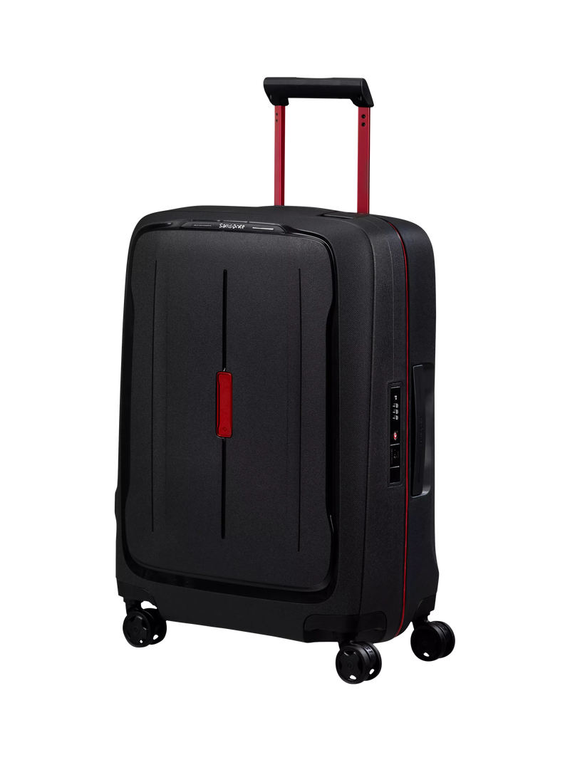 Samsonite Essens 55cm Double Wheel Spinner Cabin Suitcase, 39L, Black/Red