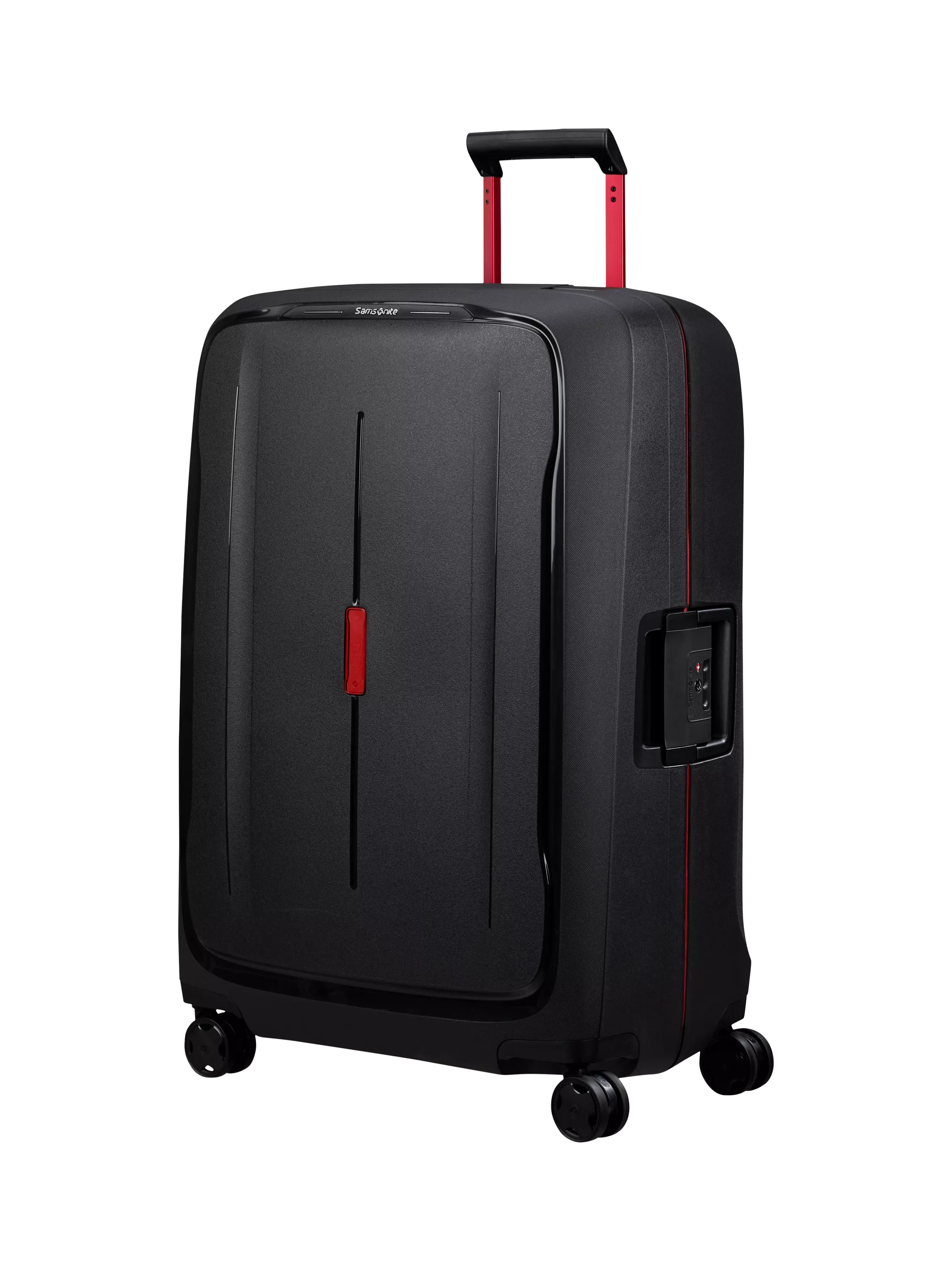 Samsonite Essens 75cm Double Wheel Large Spinner Suitcase,111L, Black/Red