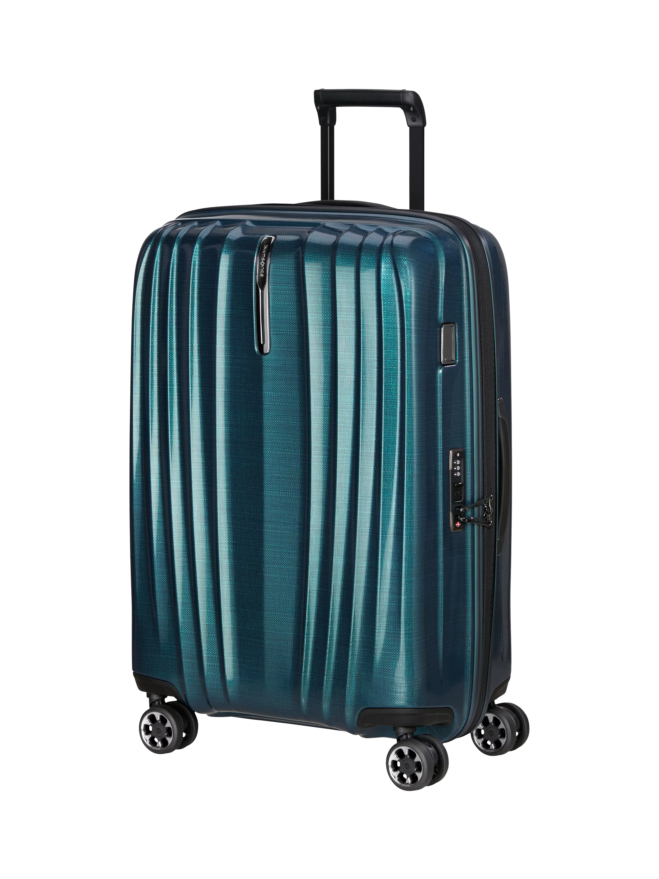 Samsonite Nexis 70cm Expandable Double Wheel Medium Suitcase, 91L, Petrol Blue
