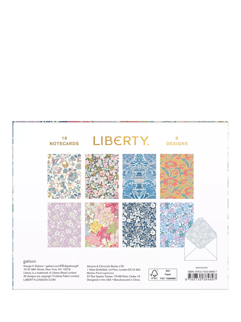 Liberty London floral notecards set of 16 (British brand)