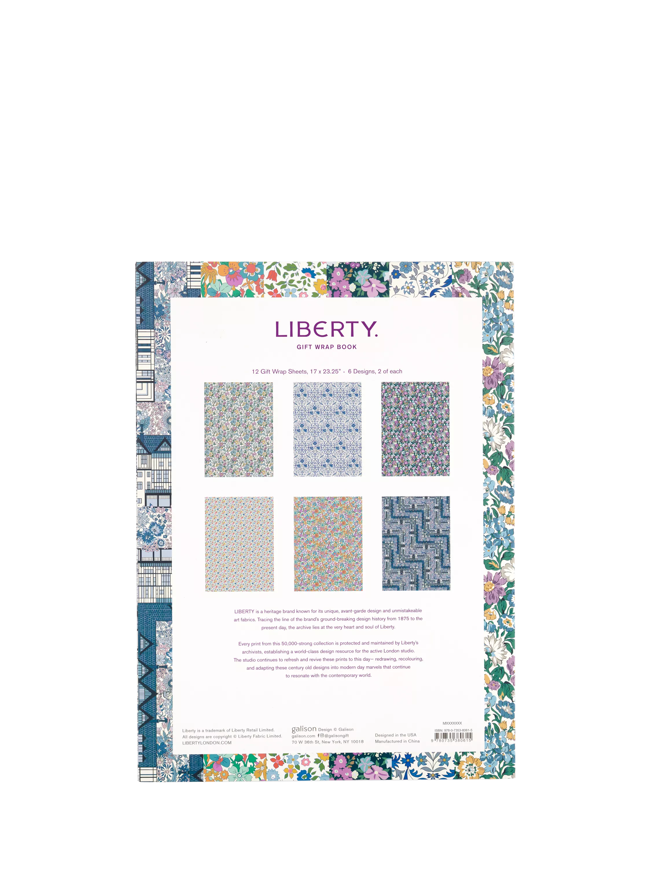 Liberty London gift wrap book multi with 12 sheets, UK version