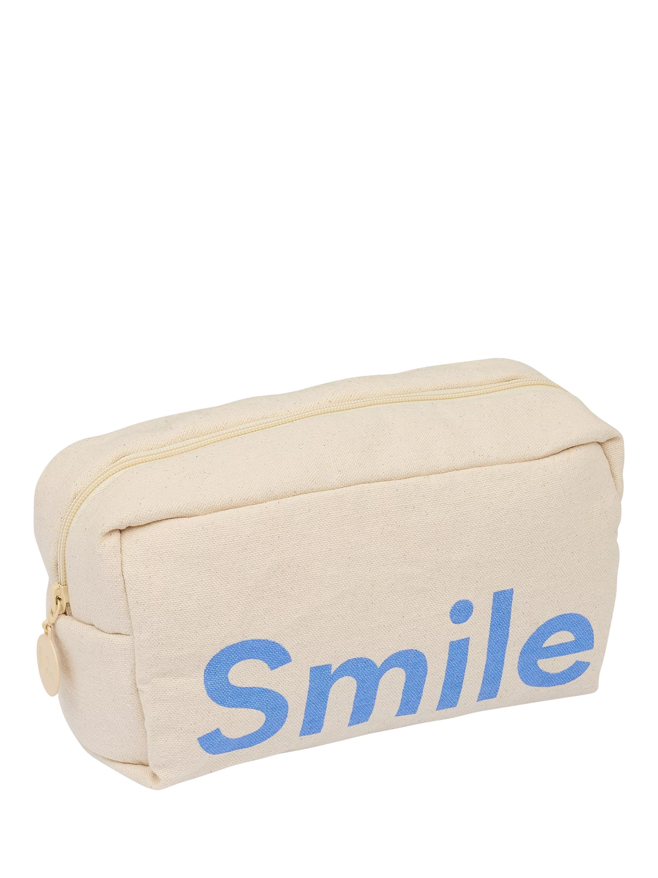 Design Letters Smile Wash Bag blue organic cotton (British brand)