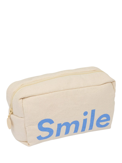 John Lewis Design Letters Smile Medium Wash Bag Blue Toiletry Bag- Buy online at McGrocer