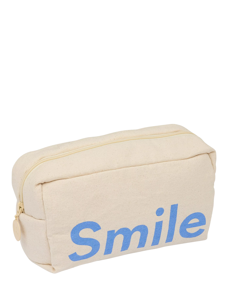 Design Letters Smile Wash Bag blue organic cotton (British brand)