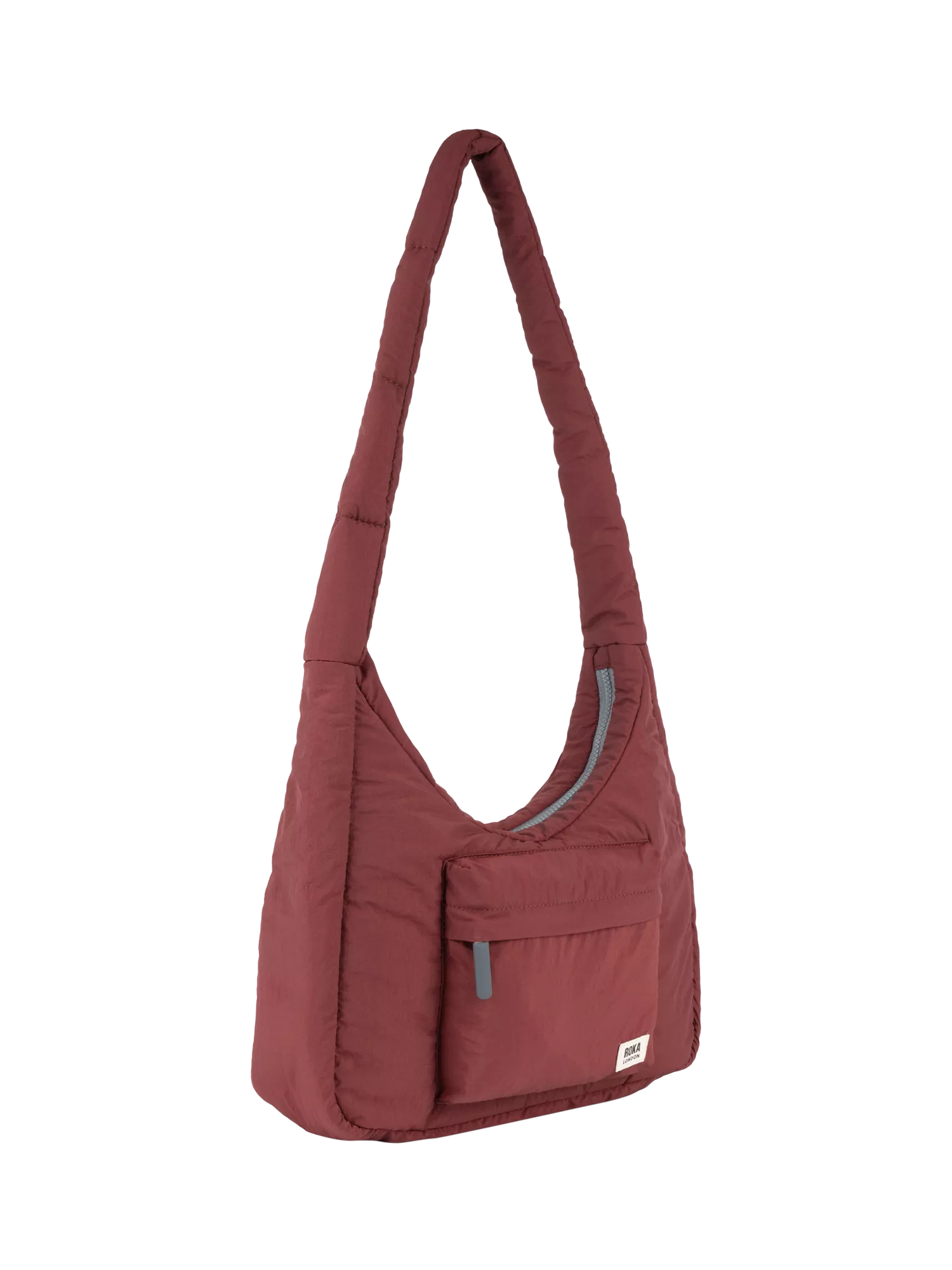 ROKA London Belsize puffy shoulder bag Bordeaux, imported from the UK