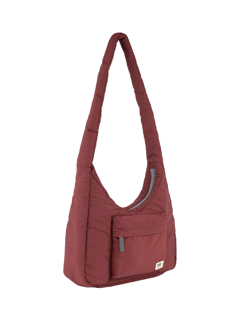 ROKA London Belsize puffy shoulder bag Bordeaux, imported from the UK