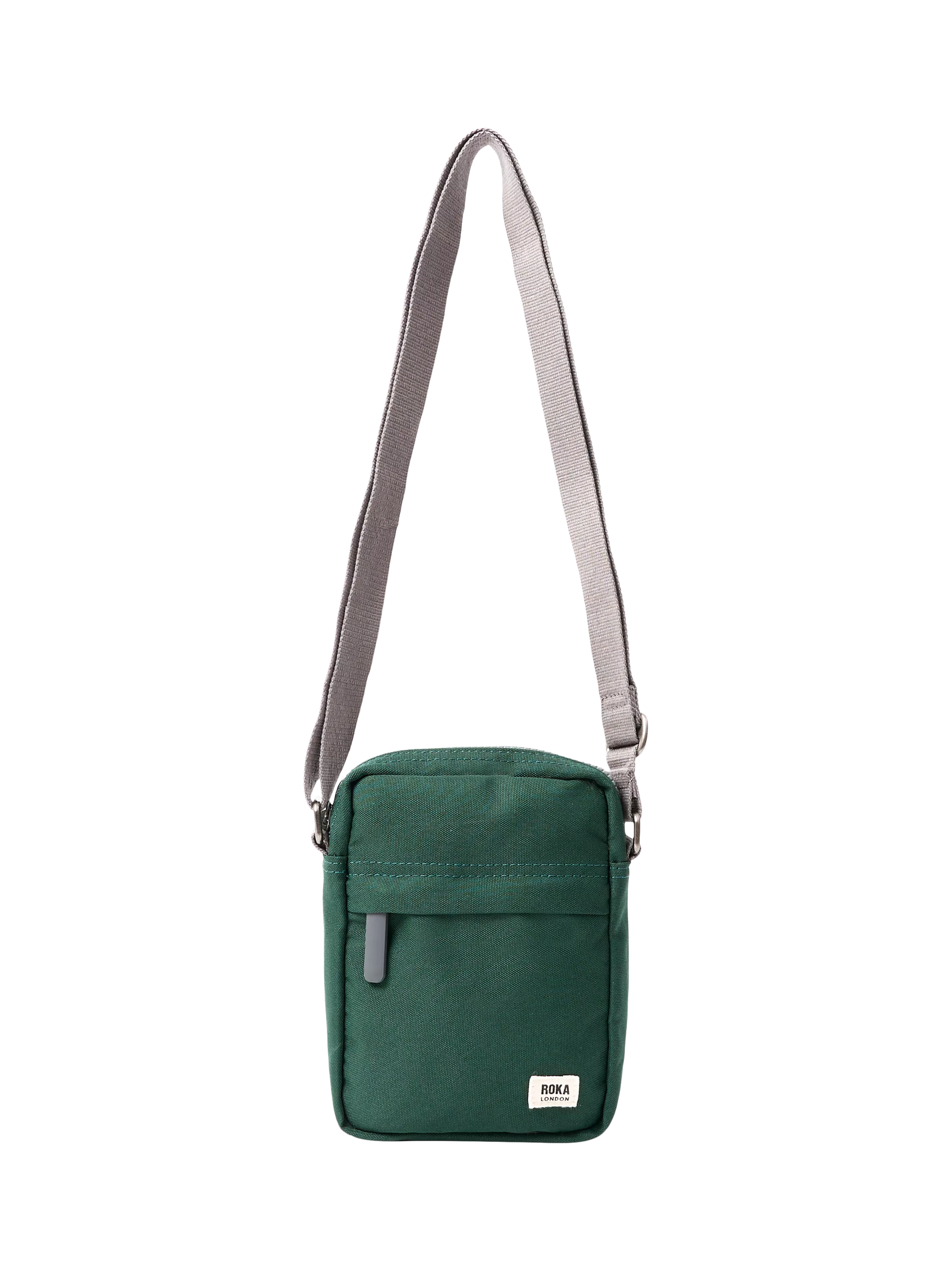 ROKA London green crossbody bag, imported from the UK