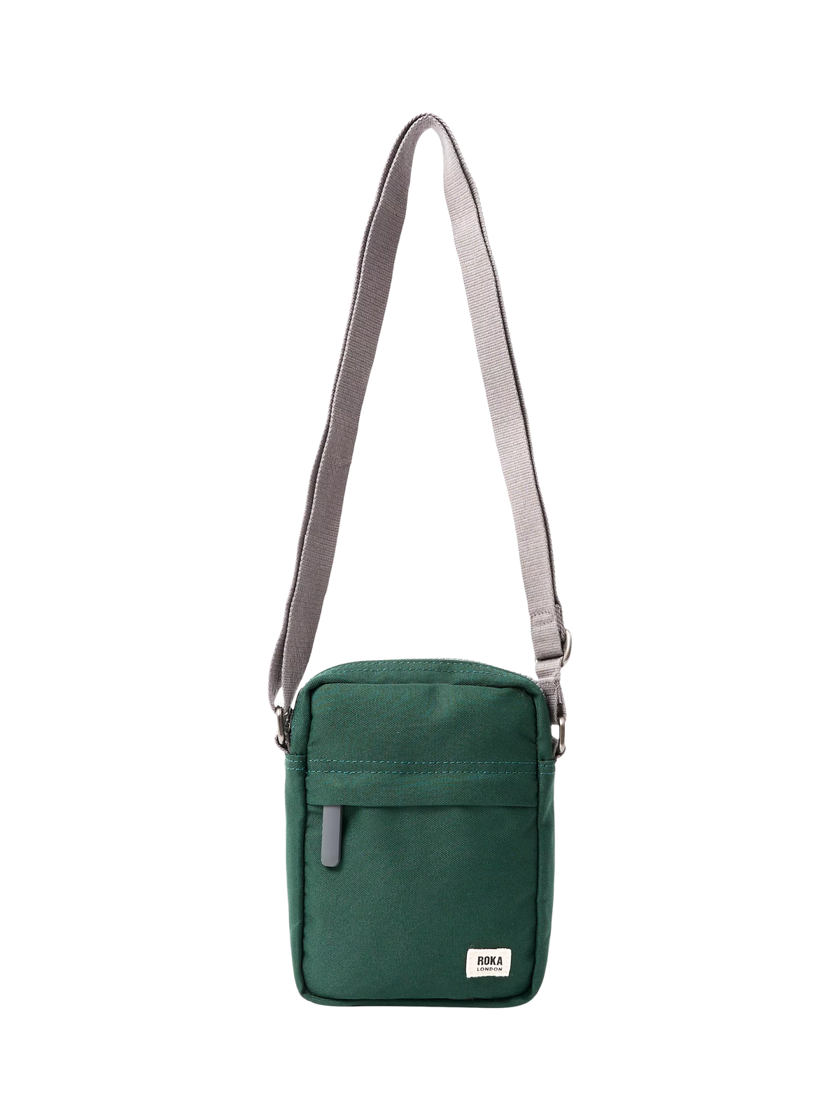 ROKA London green crossbody bag, imported from the UK