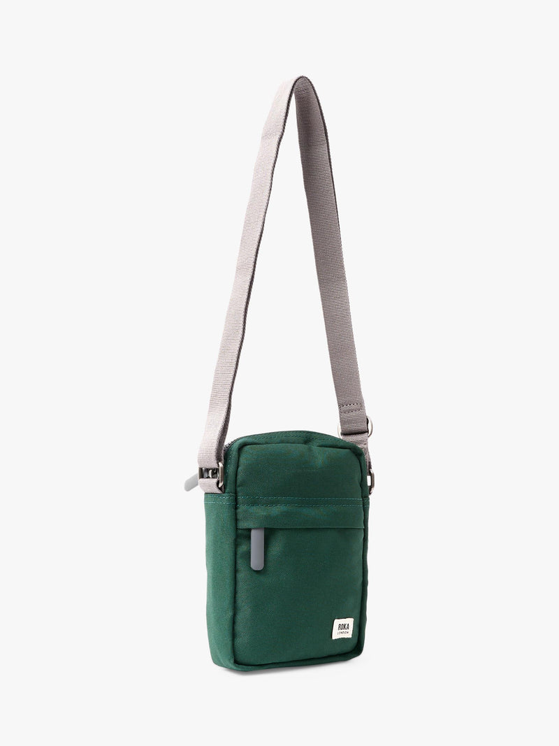 ROKA London green crossbody bag, imported from the UK