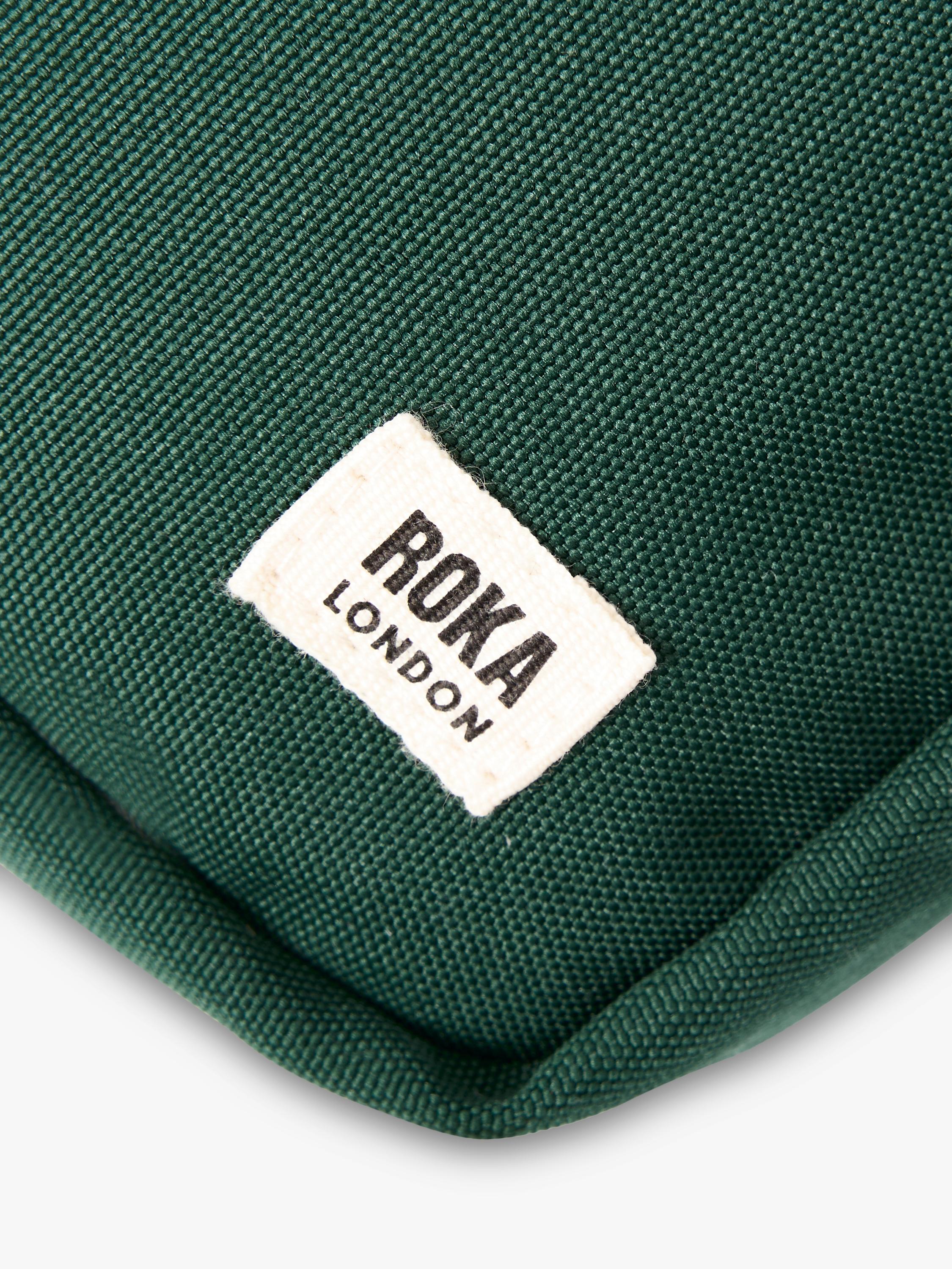 ROKA London green crossbody bag, imported from the UK