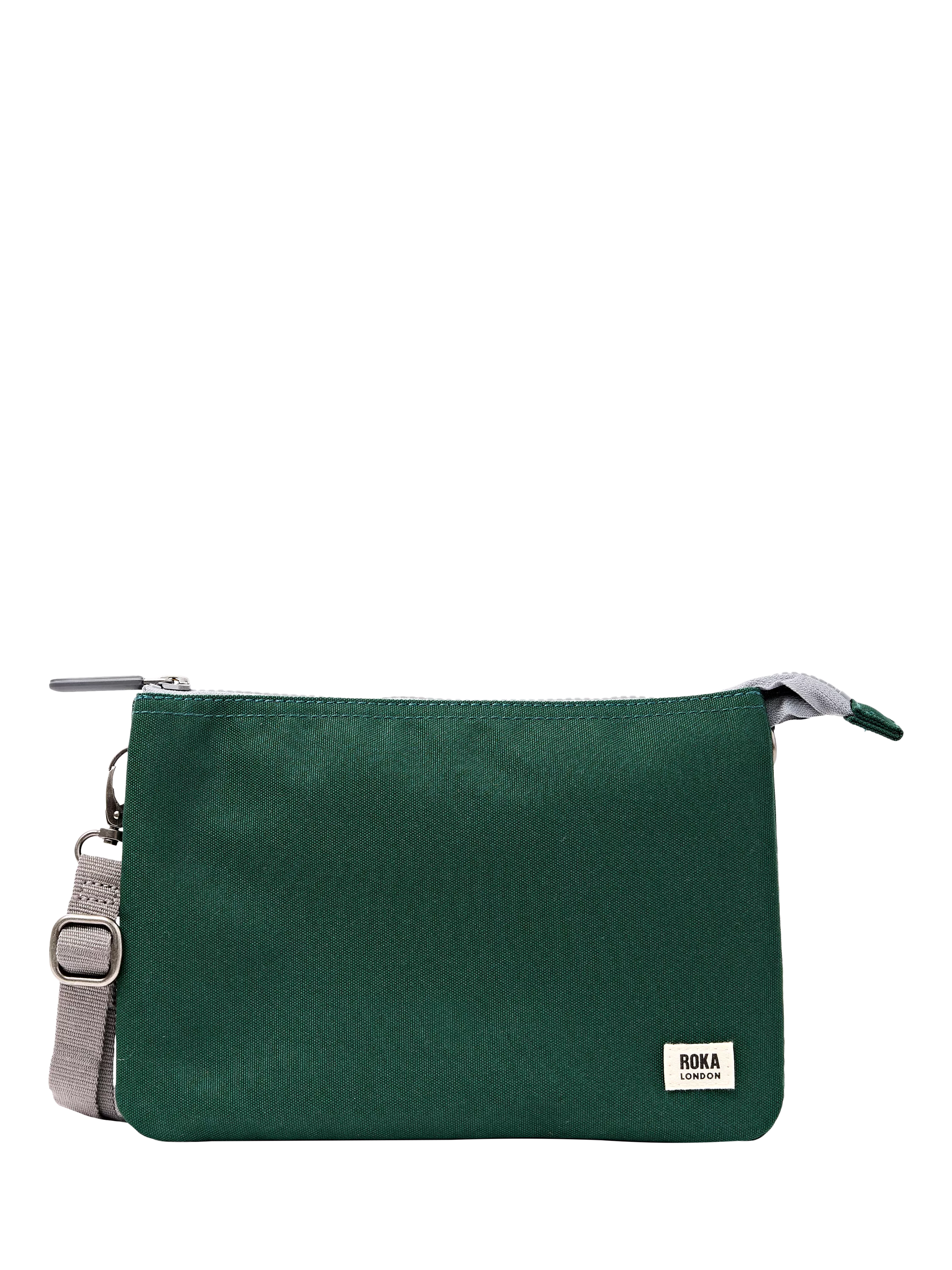 ROKA London green crossbody bag in recycled canvas, UK version