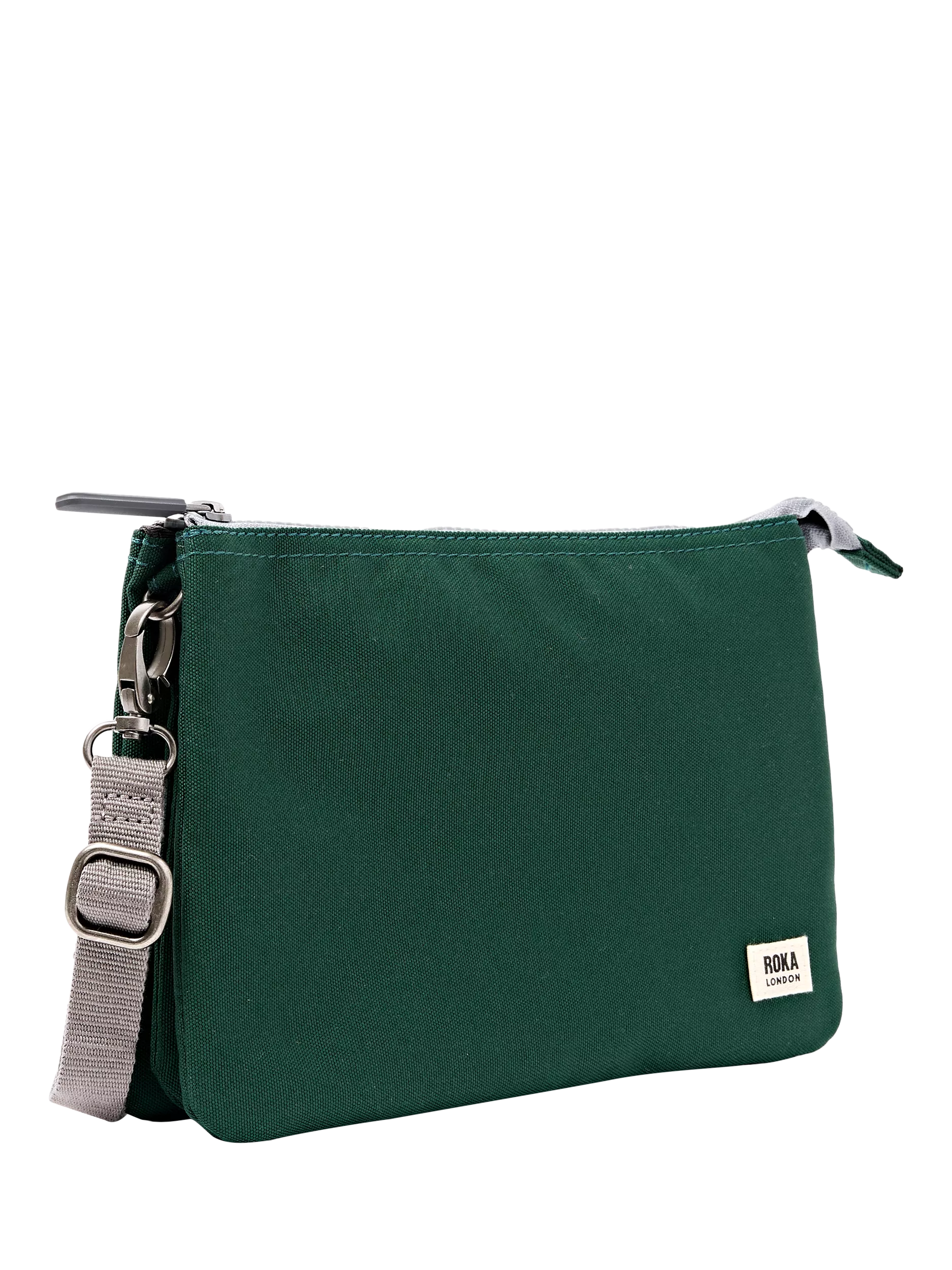 ROKA London green crossbody bag in recycled canvas, UK version