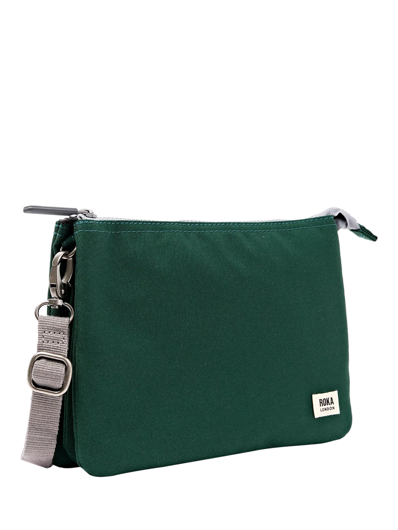 ROKA London green crossbody bag in recycled canvas, UK version