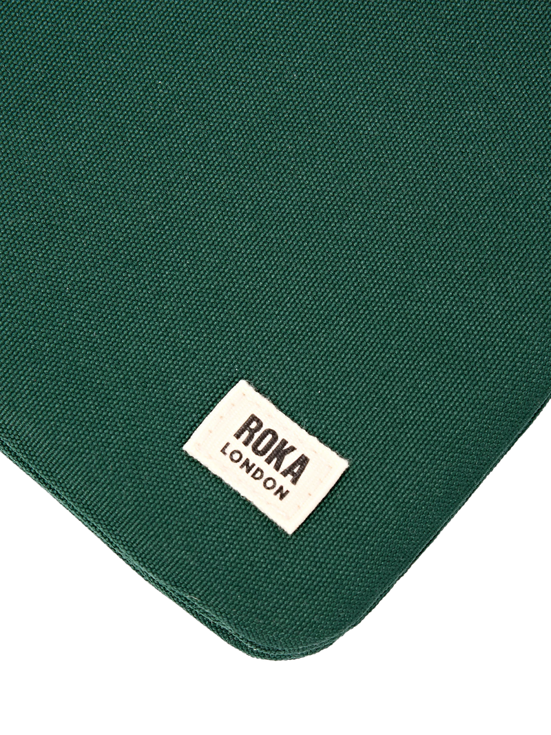 ROKA London green crossbody bag in recycled canvas, UK version