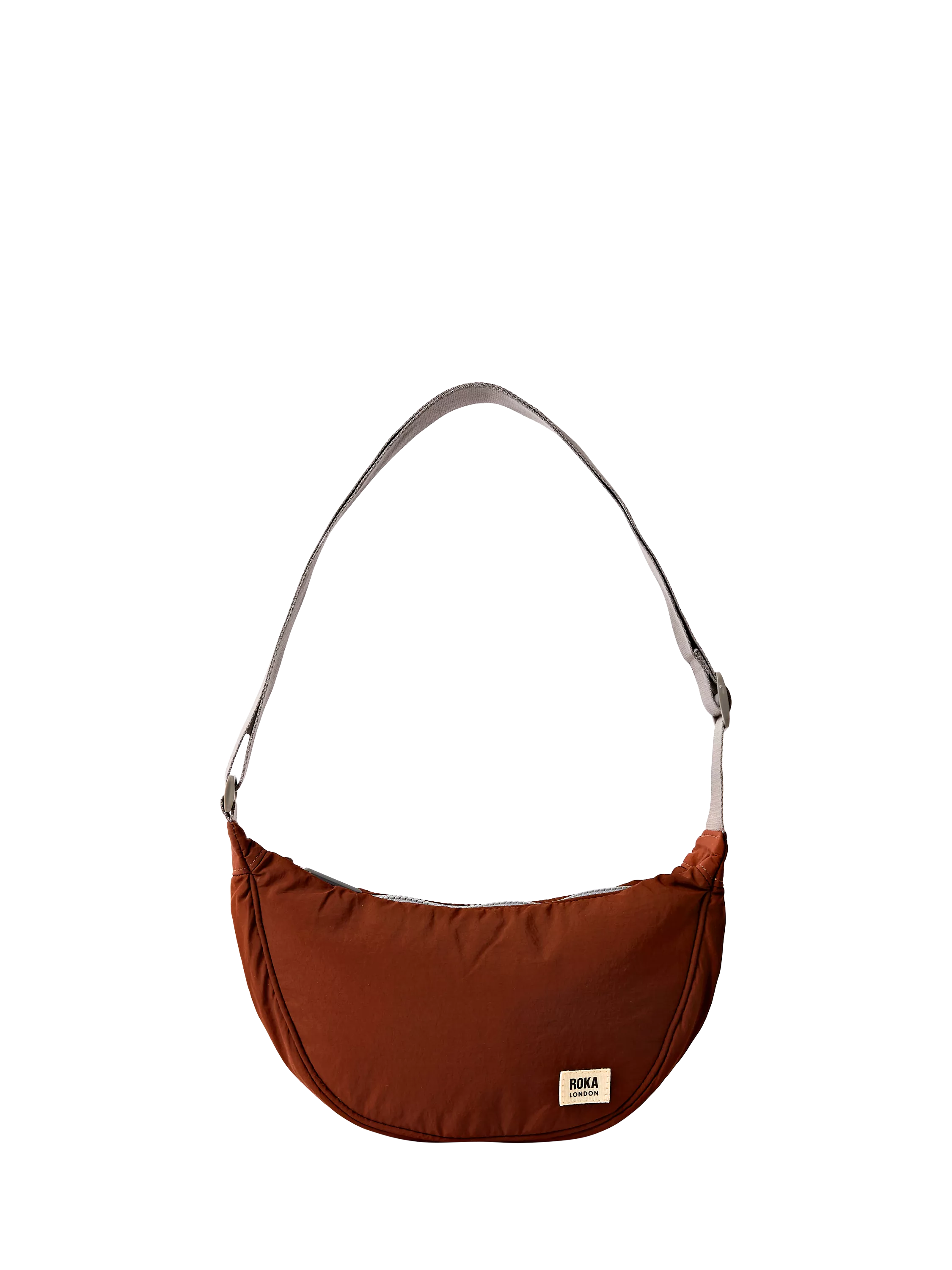 ROKA London Farringdon Taslon Half Moon Shoulder Bag, Henna