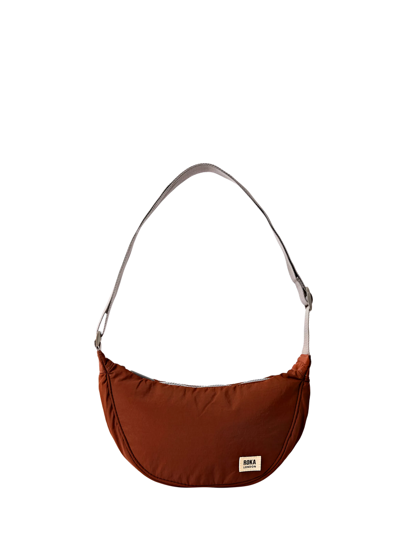 ROKA London Farringdon Taslon Half Moon Shoulder Bag, Henna