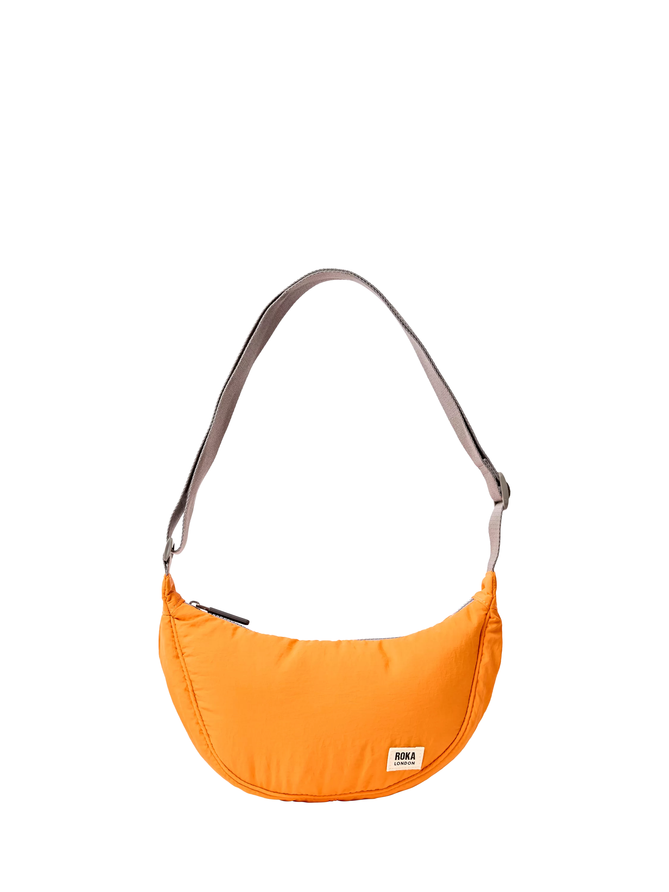 ROKA London Farringdon Taslon Half Moon Shoulder Bag, Jaffa Orange