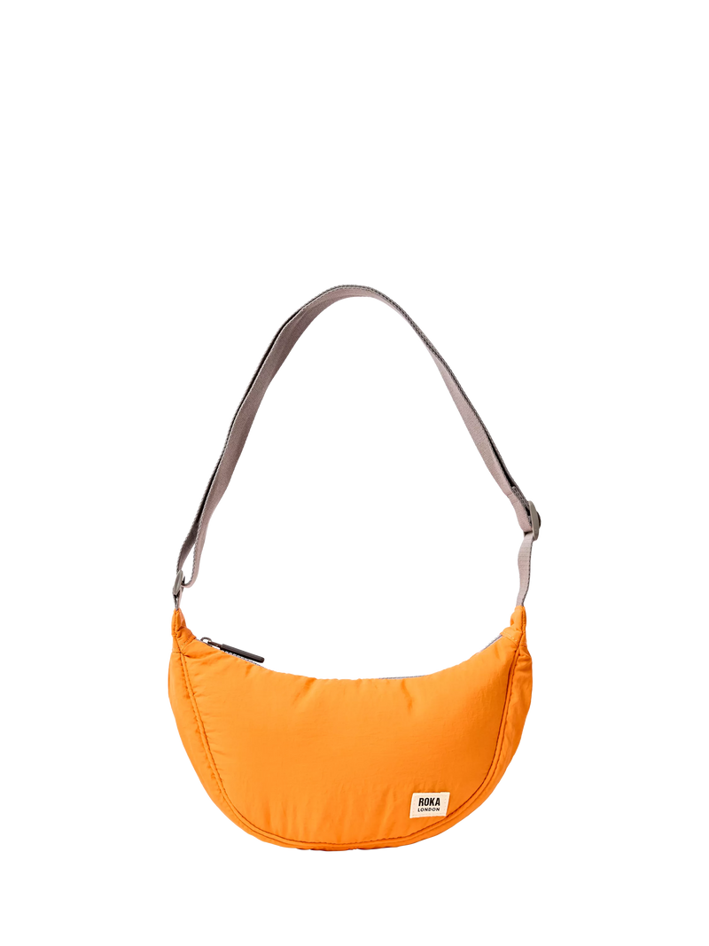 ROKA London Farringdon Taslon Half Moon Shoulder Bag, Jaffa Orange