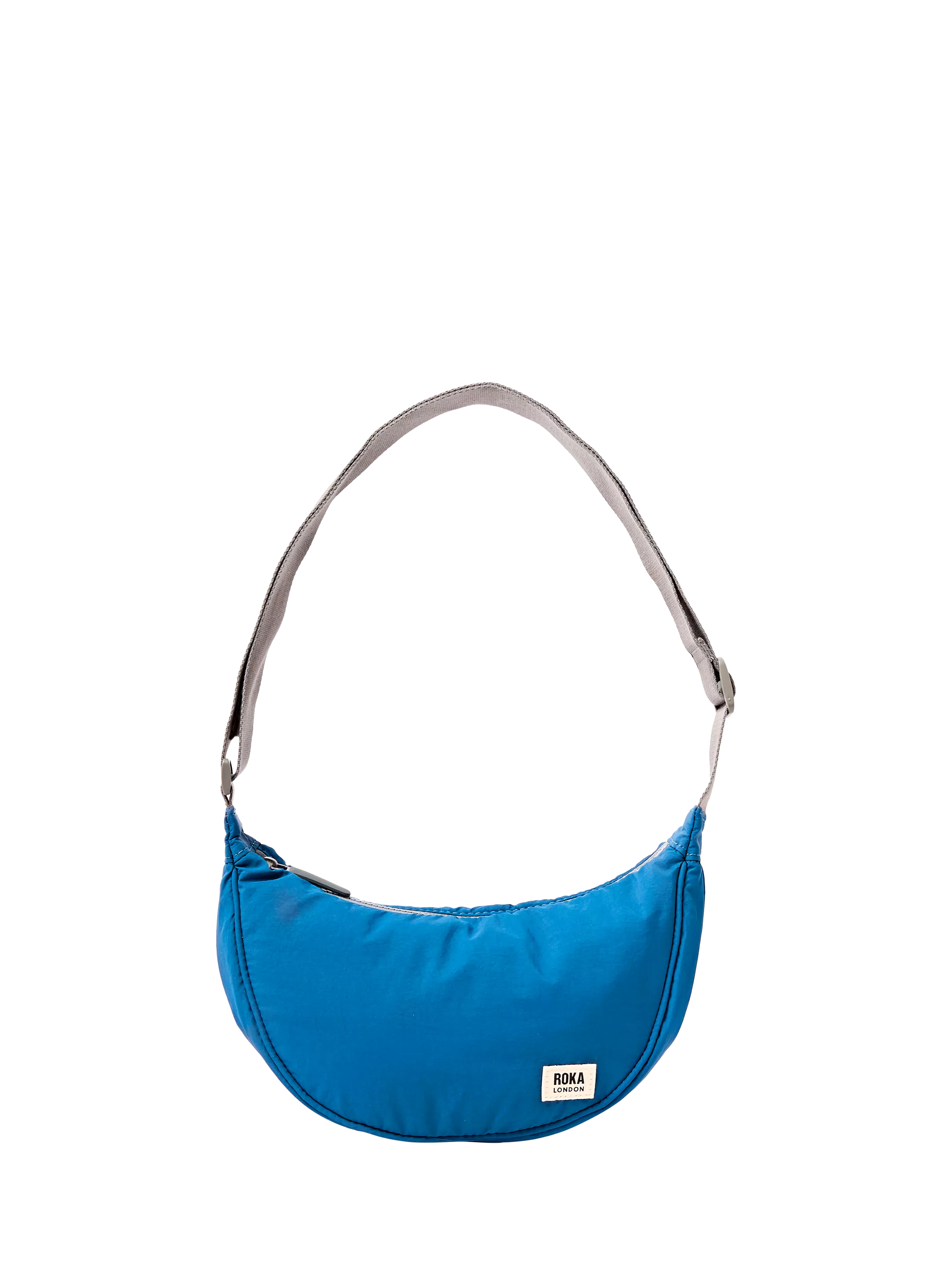 ROKA London Farringdon Taslon Half Moon Shoulder Bag, Malibu Blue