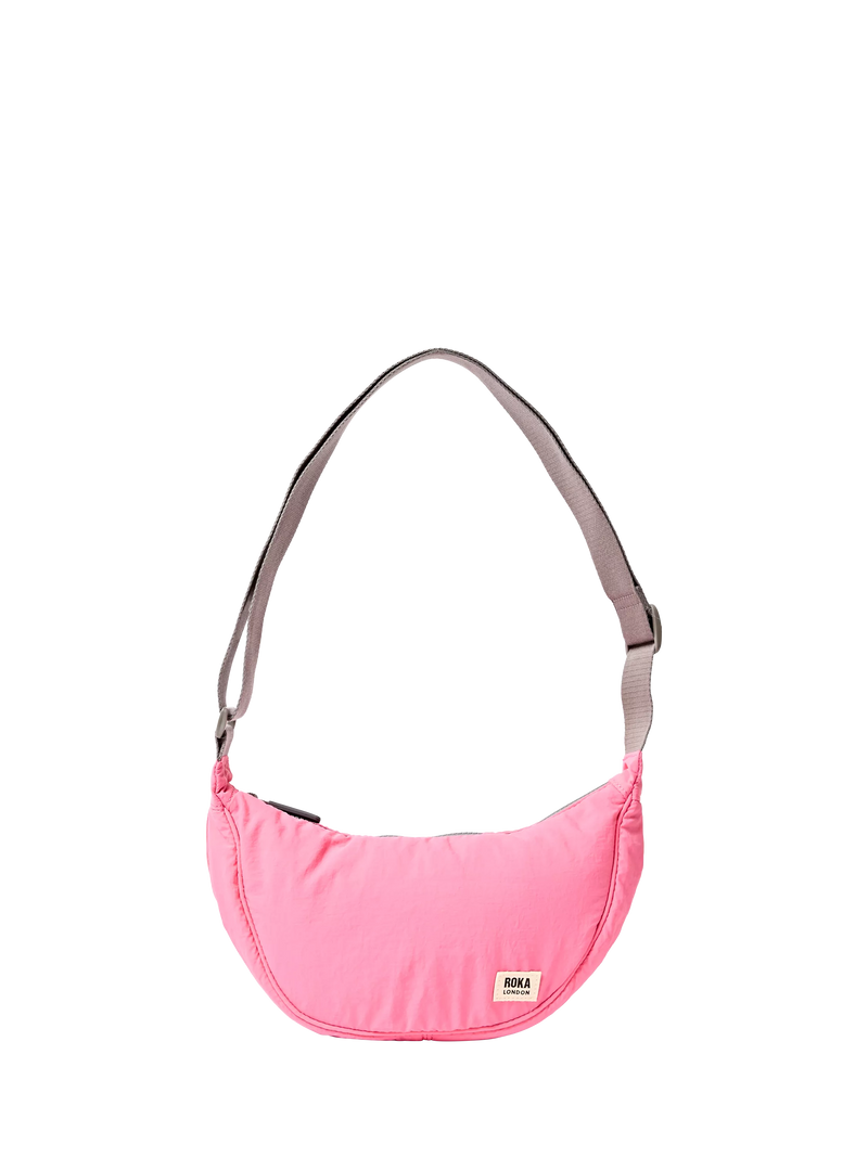 ROKA London Farringdon Taslon Half Moon Shoulder Bag, Pink Lemonade