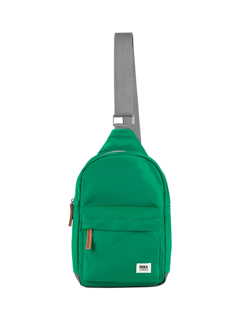 ROKA London Willesden crossbody bag green recycled nylon (British brand)