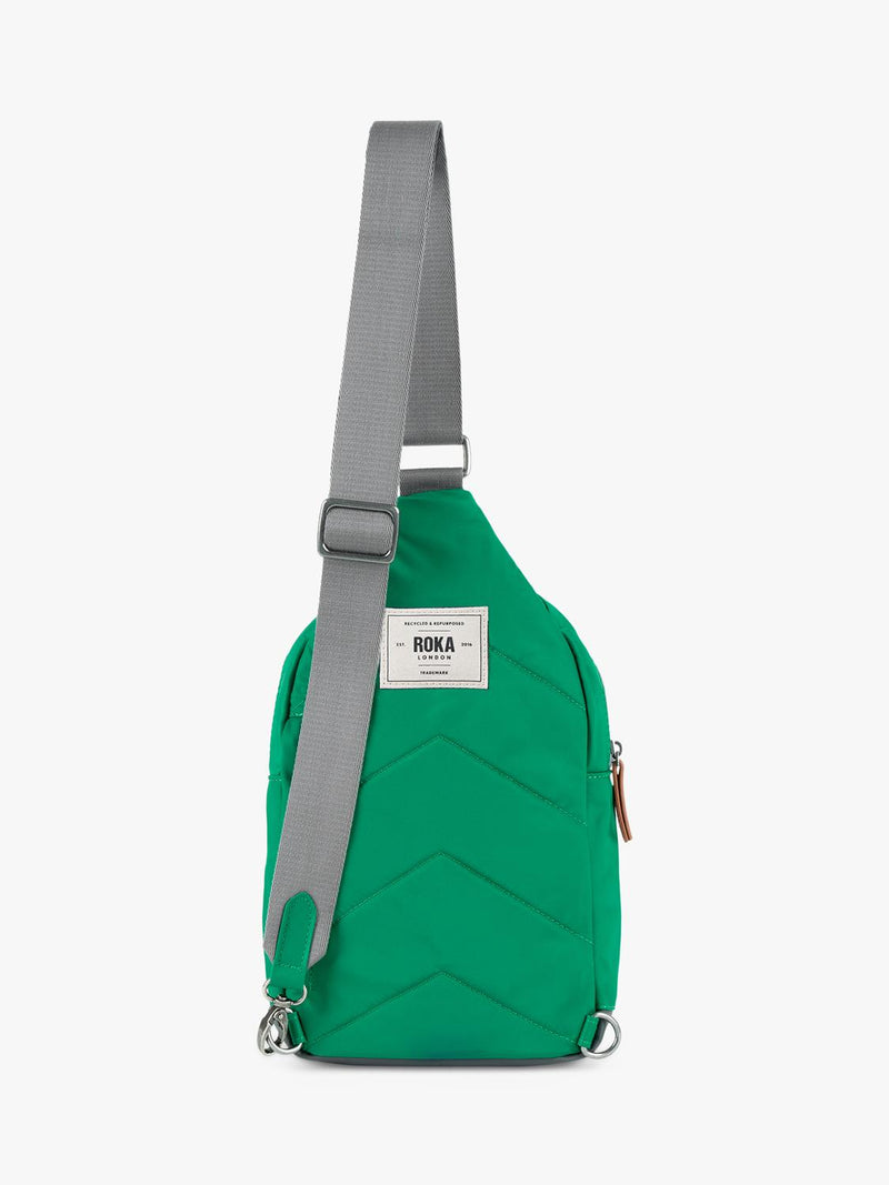 ROKA London Willesden crossbody bag green recycled nylon (British brand)