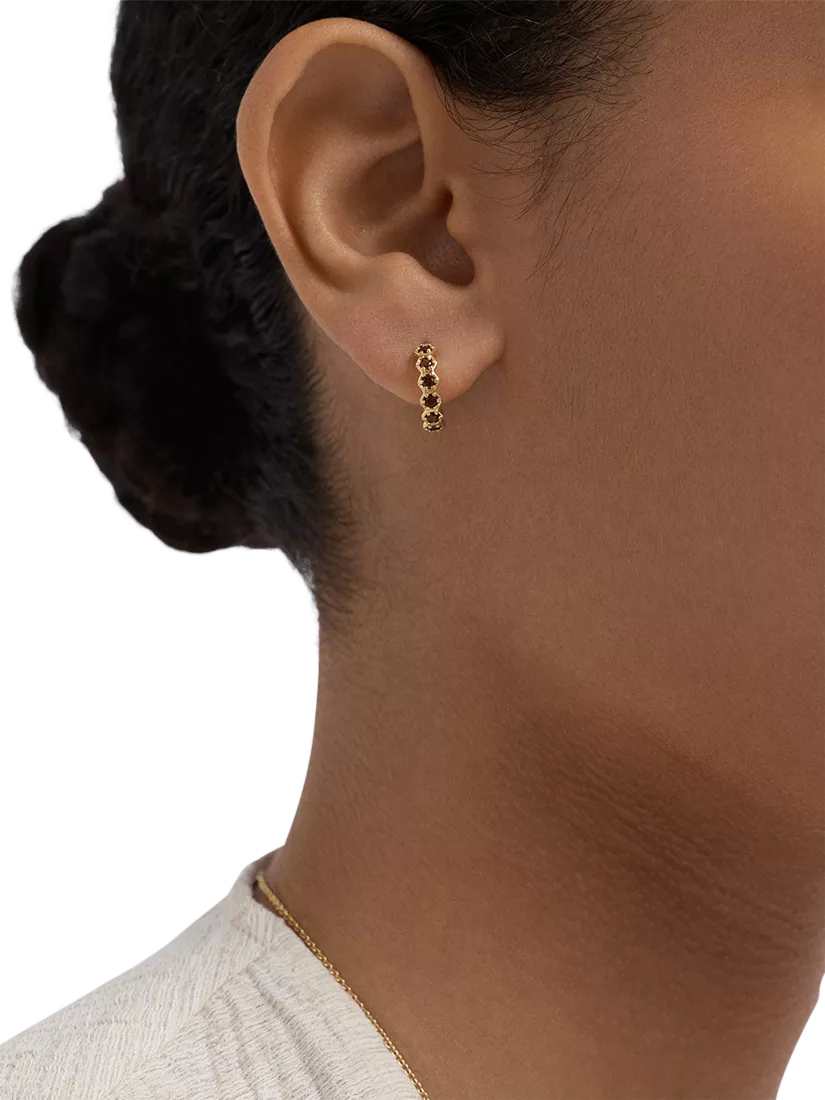 Astley Clarke gold vermeil hoop earrings with garnet, UK version