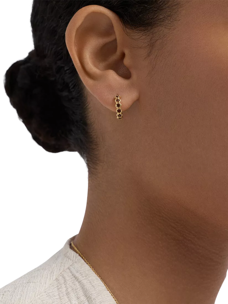 Astley Clarke gold vermeil hoop earrings with garnet, UK version