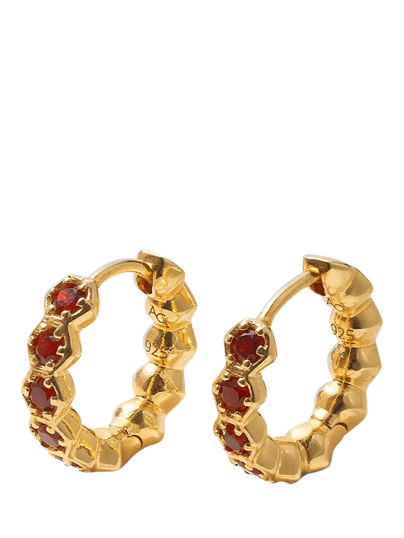 Astley Clarke gold vermeil hoop earrings with garnet, UK version