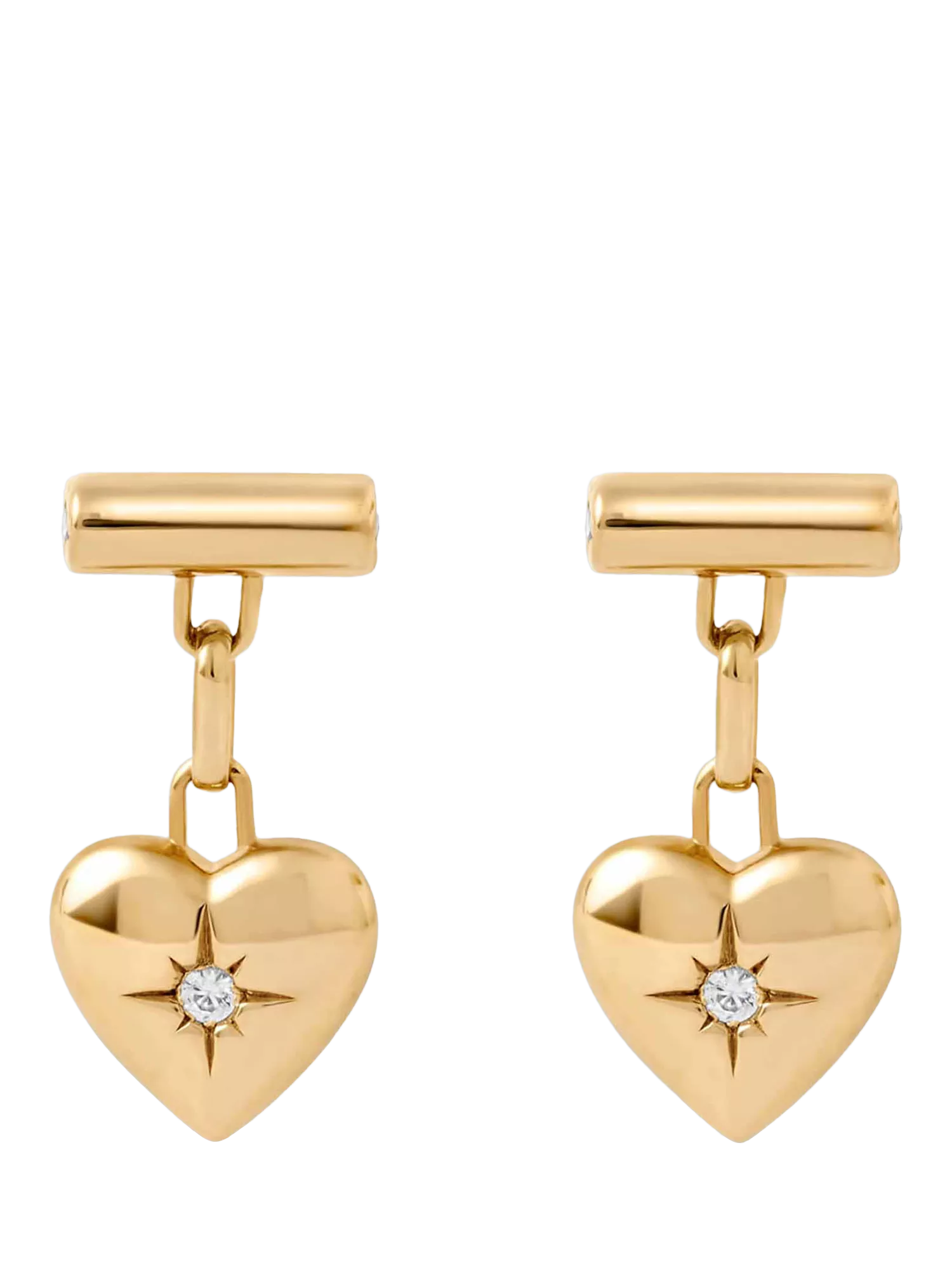 Astley Clarke white sapphire heart drop earrings gold plated vermeil, imported from the UK