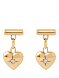 Astley Clarke white sapphire heart drop earrings gold plated vermeil, imported from the UK