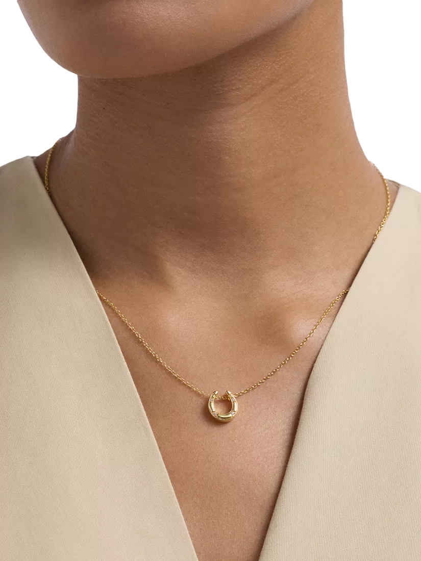 Astley Clarke horseshoe pendant gold vermeil white sapphire, imported from the UK