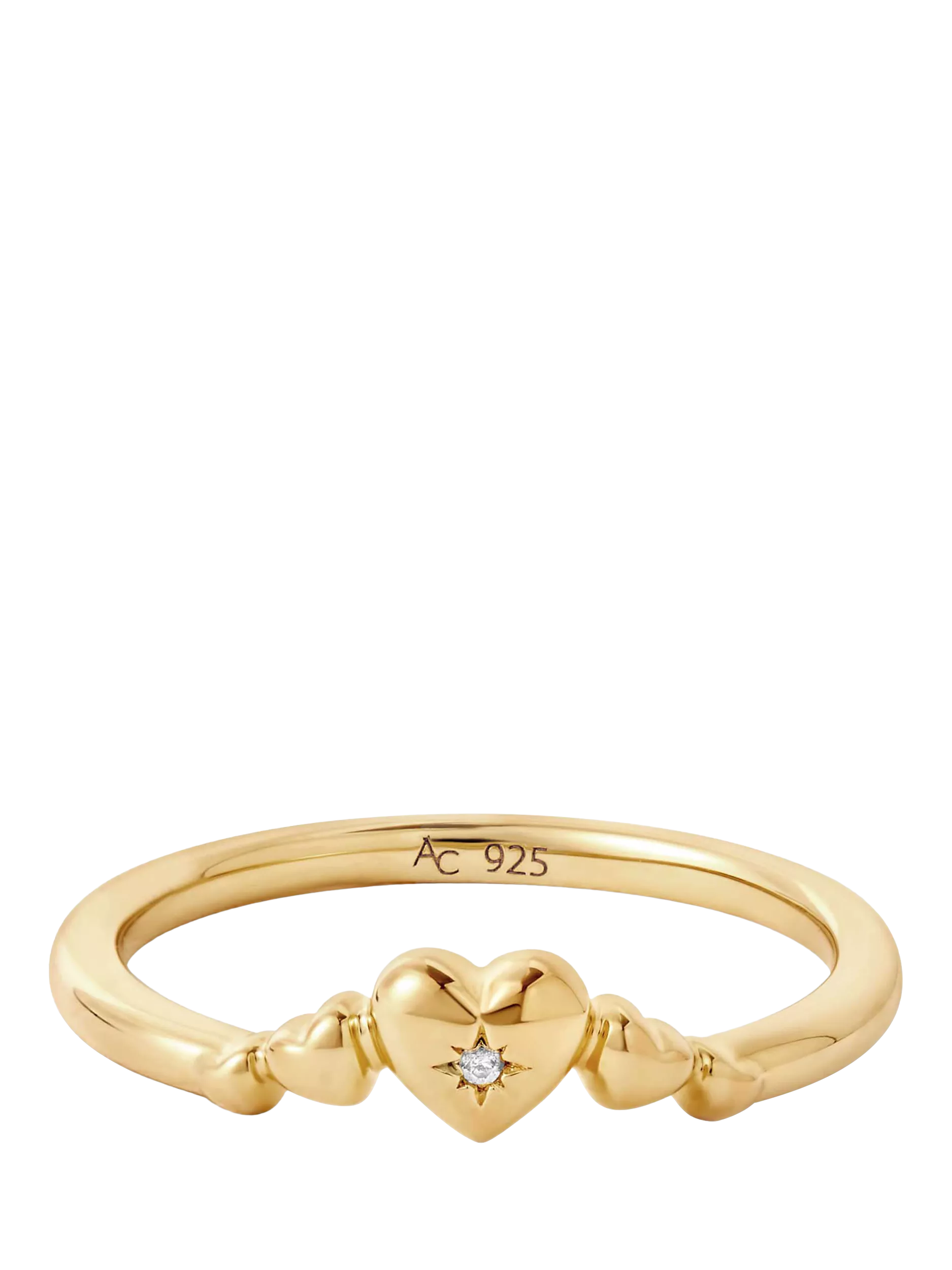 Astley Clarke gold charm heart ring with white sapphire, UK version