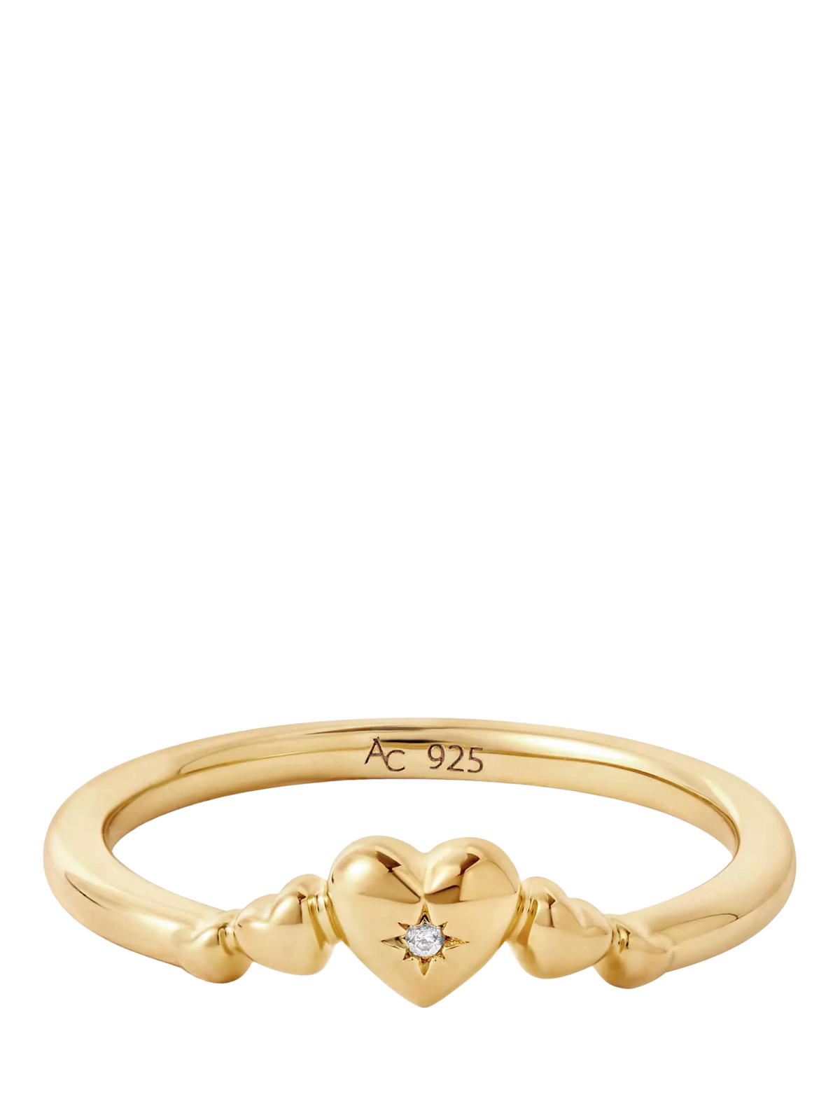 Astley Clarke gold charm heart ring with white sapphire, UK version