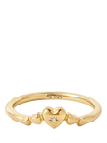Astley Clarke gold charm heart ring with white sapphire, UK version