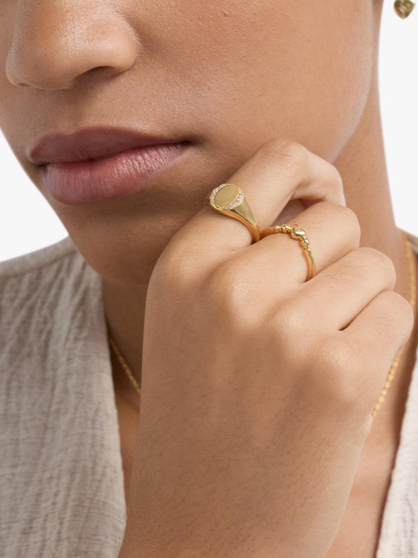 Astley Clarke gold charm heart ring with white sapphire, UK version