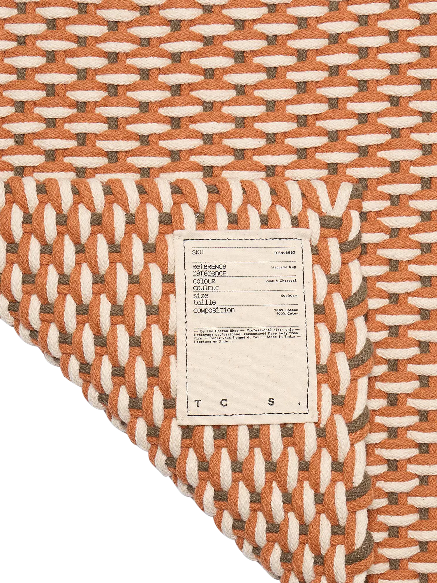 The Conran Shop macrame rug Rust Charcoal 300x200 cm (British brand)