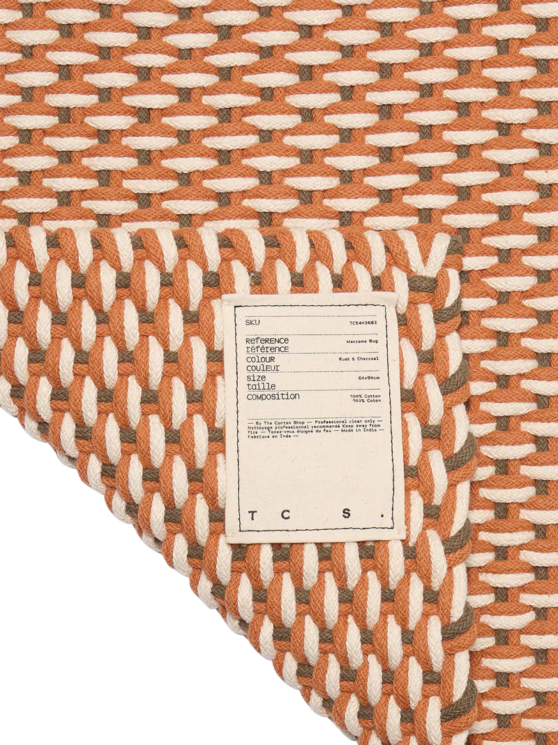 The Conran Shop macrame rug Rust Charcoal 300x200 cm (British brand)