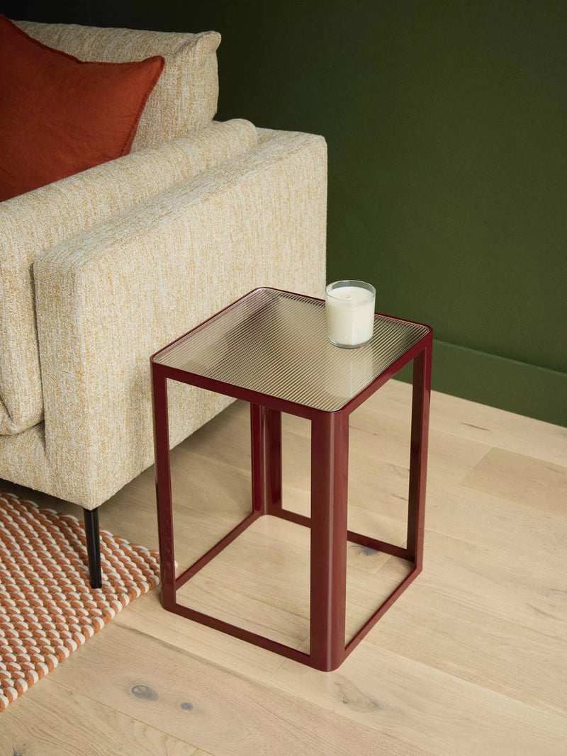 The Conran Shop Aspect side table burgundy 48x38x38cm, imported from the UK