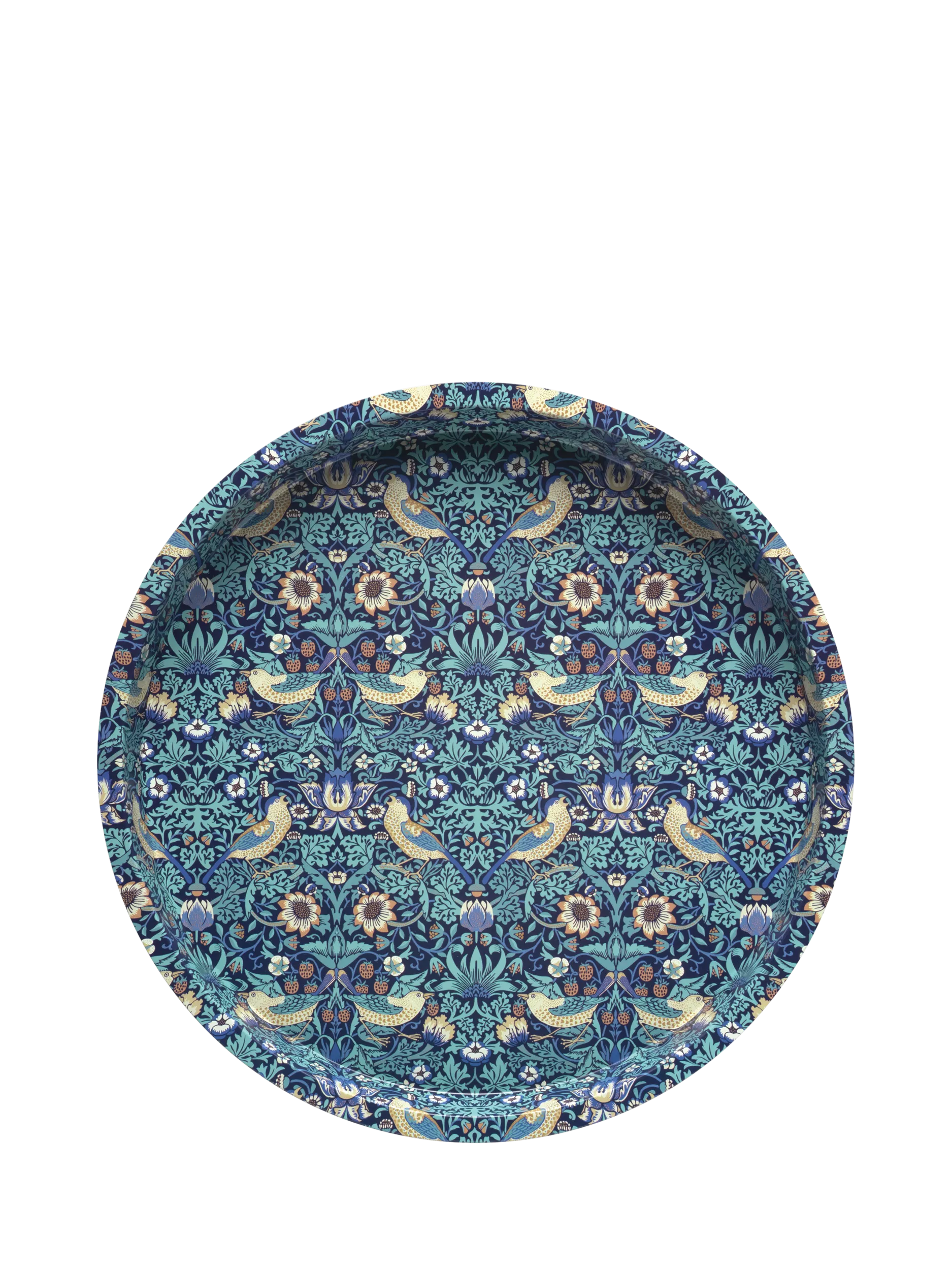 Arts & Crafts William Morris Strawberry Thief deep round tray blue (British brand)