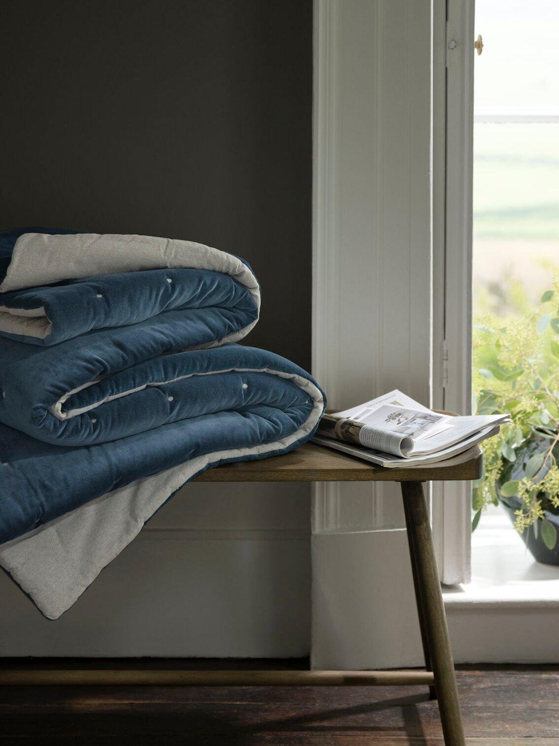Christy Jaipur quilted throw ink cotton velvet (British brand)