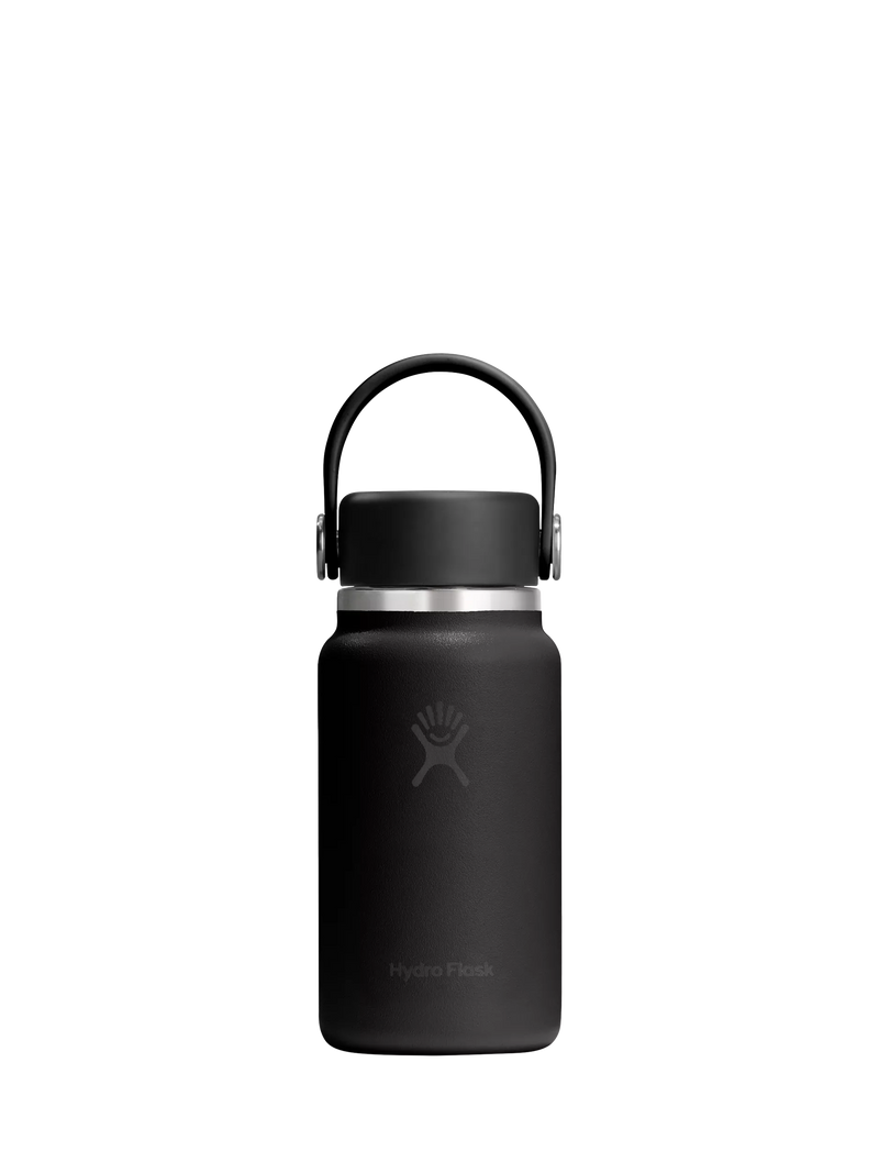 Micro Hydro Double Wall Vacuum Insulated Stainless Steel Drinks Bottle with Removable Strap, 200ml, Black